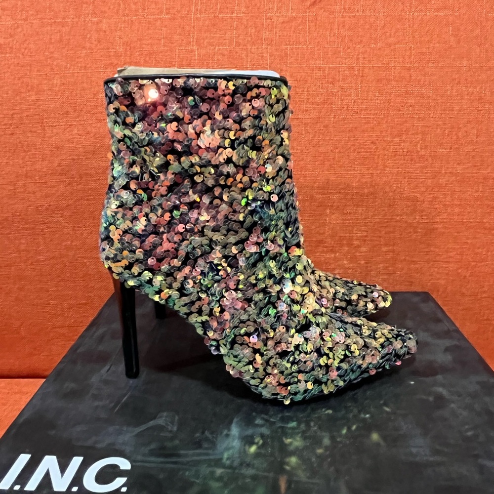 INC International Concepts Gold Sequin Heeled Boots - Picture 11 of 11